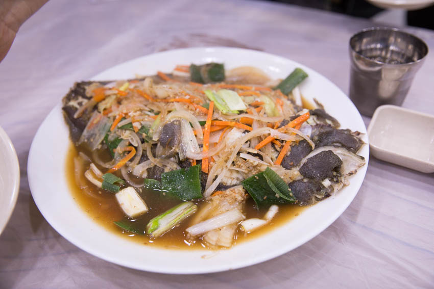 The steamed flounder we selected that was cooked for us