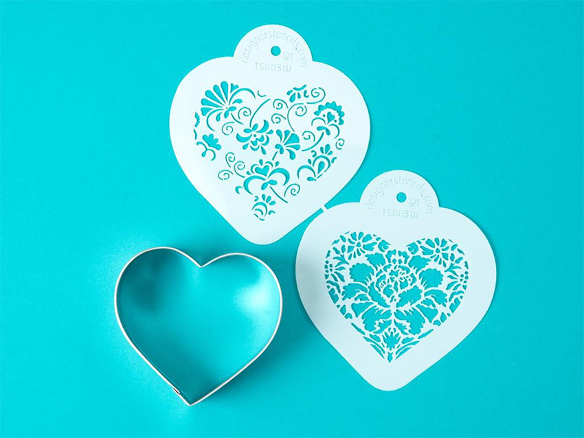 Intricate heart stencil cutouts