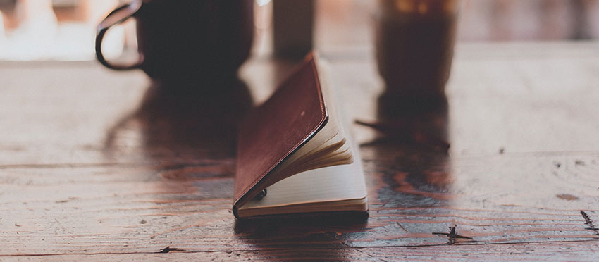 Closed notebook on a table