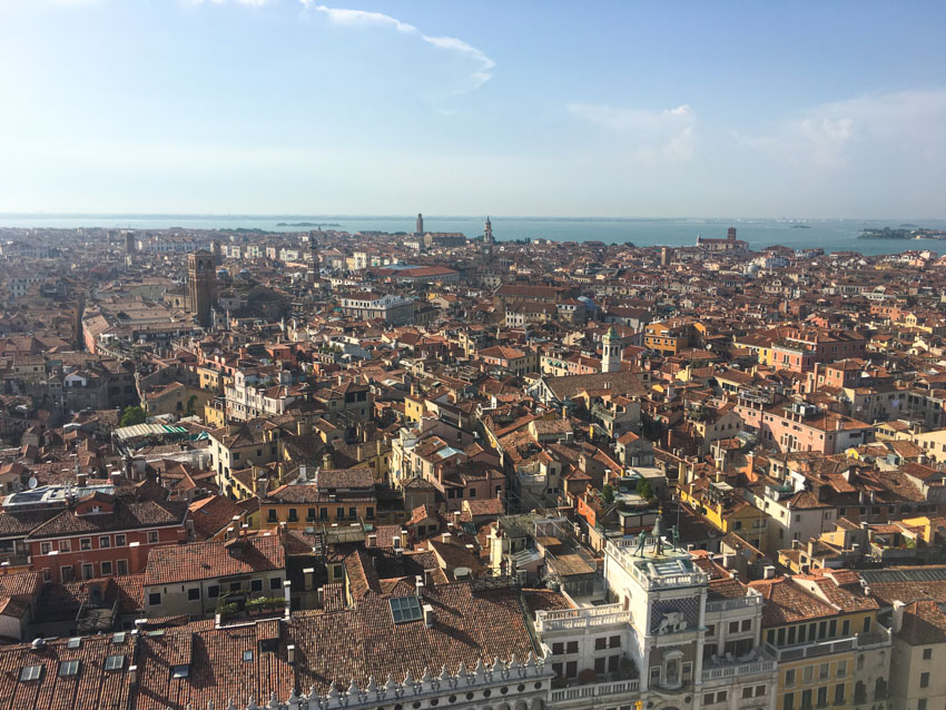 A view of Venice from St Mark’s Campanile (a bell tower)