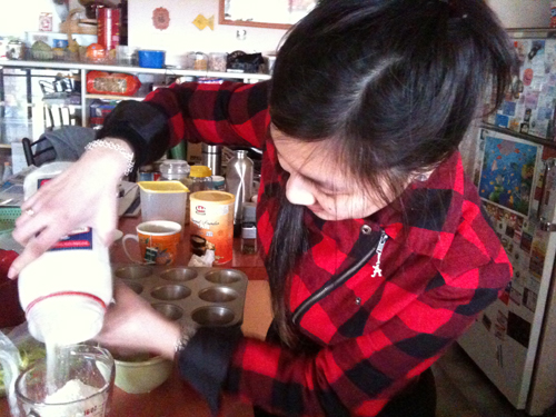 me pouring flour