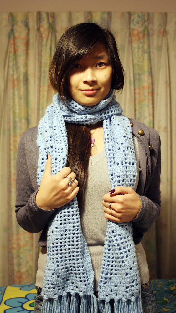 Blue Scarf knitted by my best friend Lilian