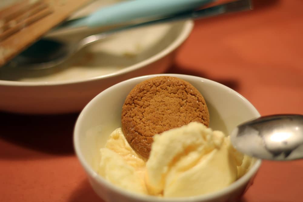 Ginger nut with Amarula and vanilla ice cream