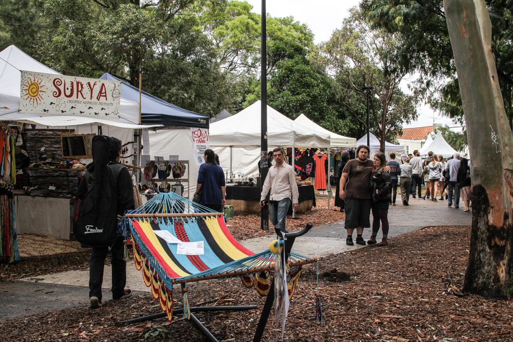 Some festival-goers exploring the stalls