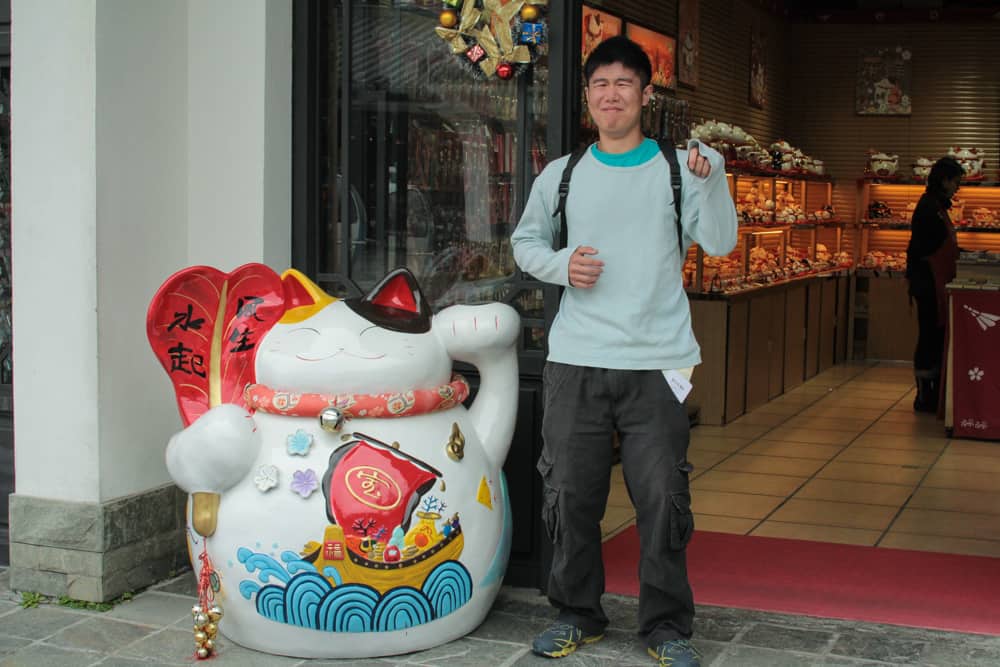 James and a lucky cat