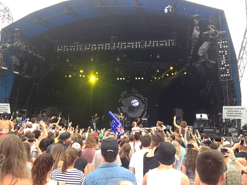 The Naked and Famous, with a beach ball with the Australian flag being tossed around the audience