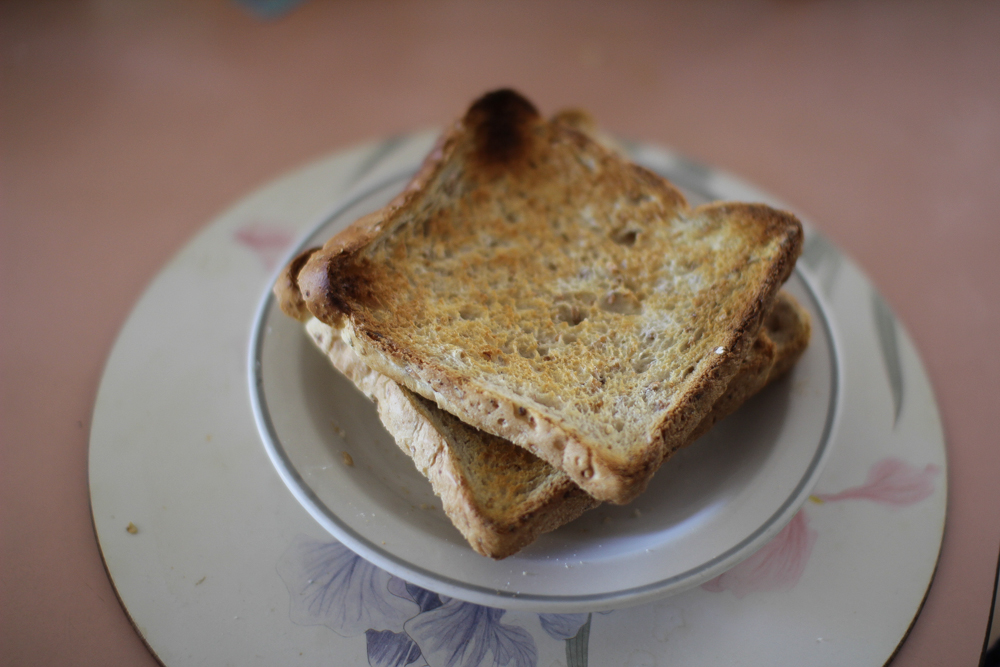 Slightly burned toast