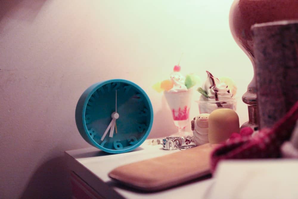 Clock on bed side table