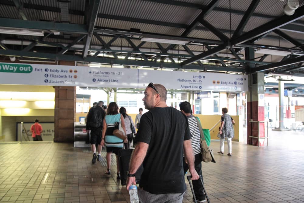 Walking through the train station