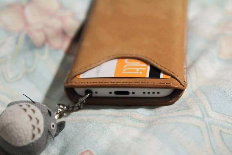 iPhone in case upside down, with travel ticket (after a week’s use)