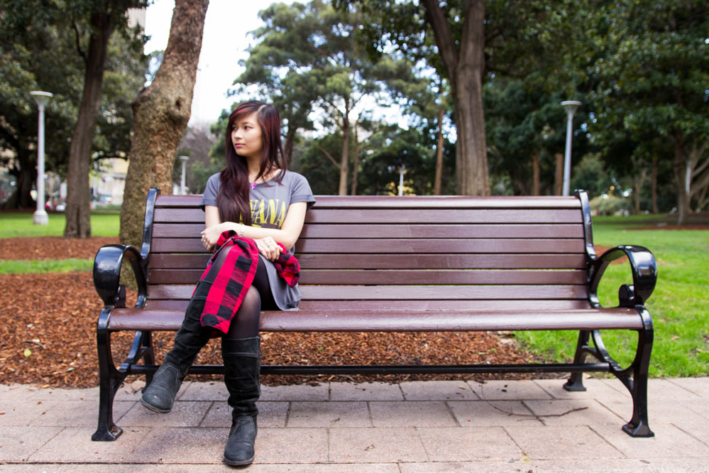 Sitting on a bench in Hyde Park