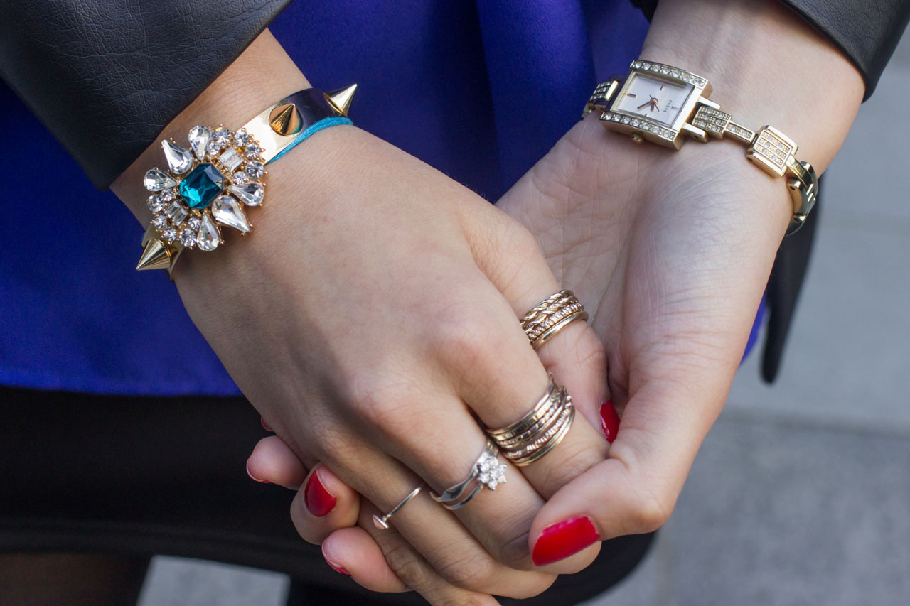 Stone cuff and gold watch