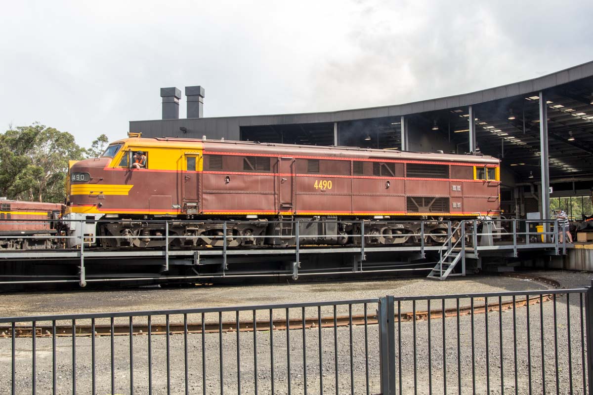 Train carriage on turntable