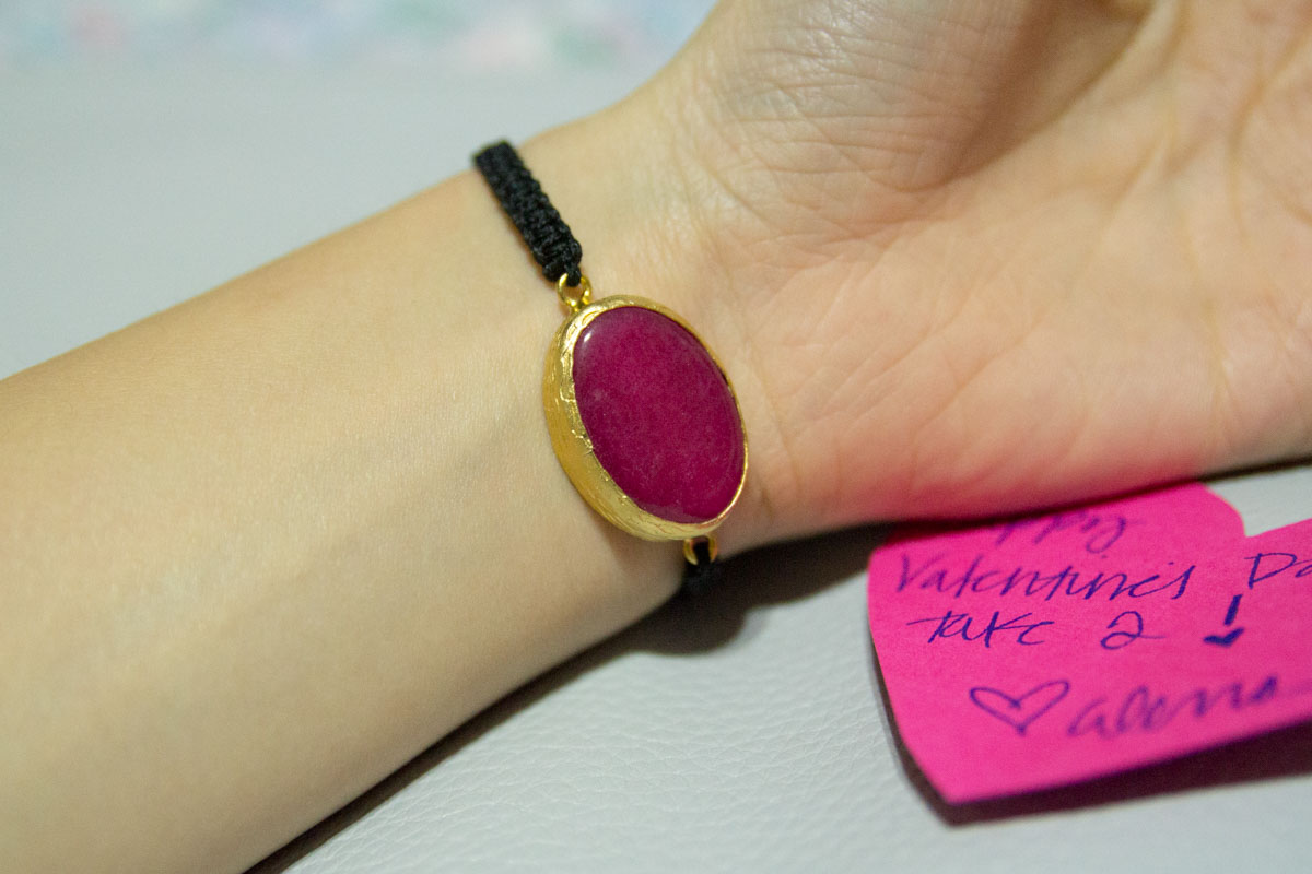 Pink macrame bracelet