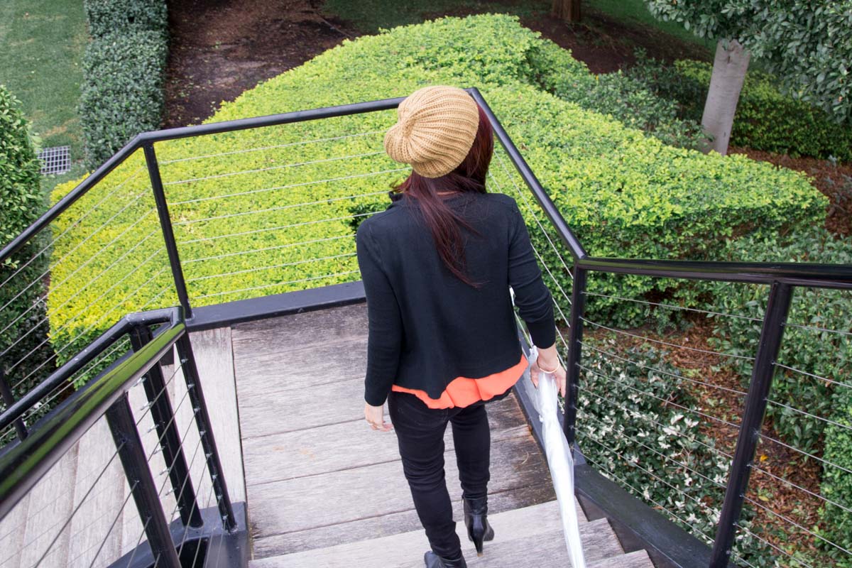 Walking down the stairs