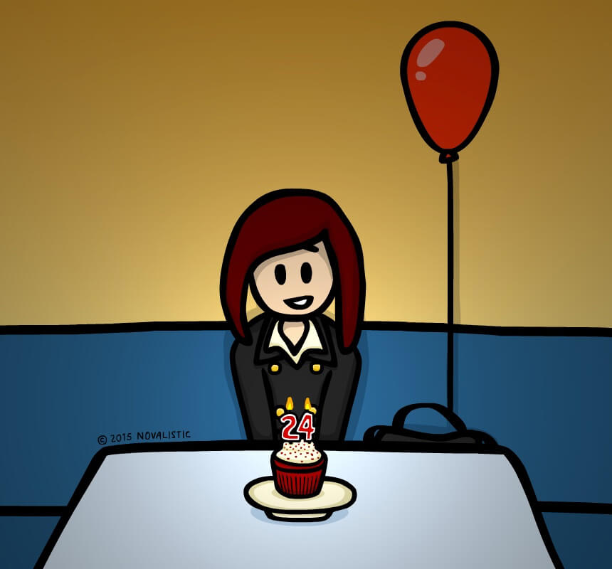 Drawing of me with a red velvet cupcake, drawn by Daniel