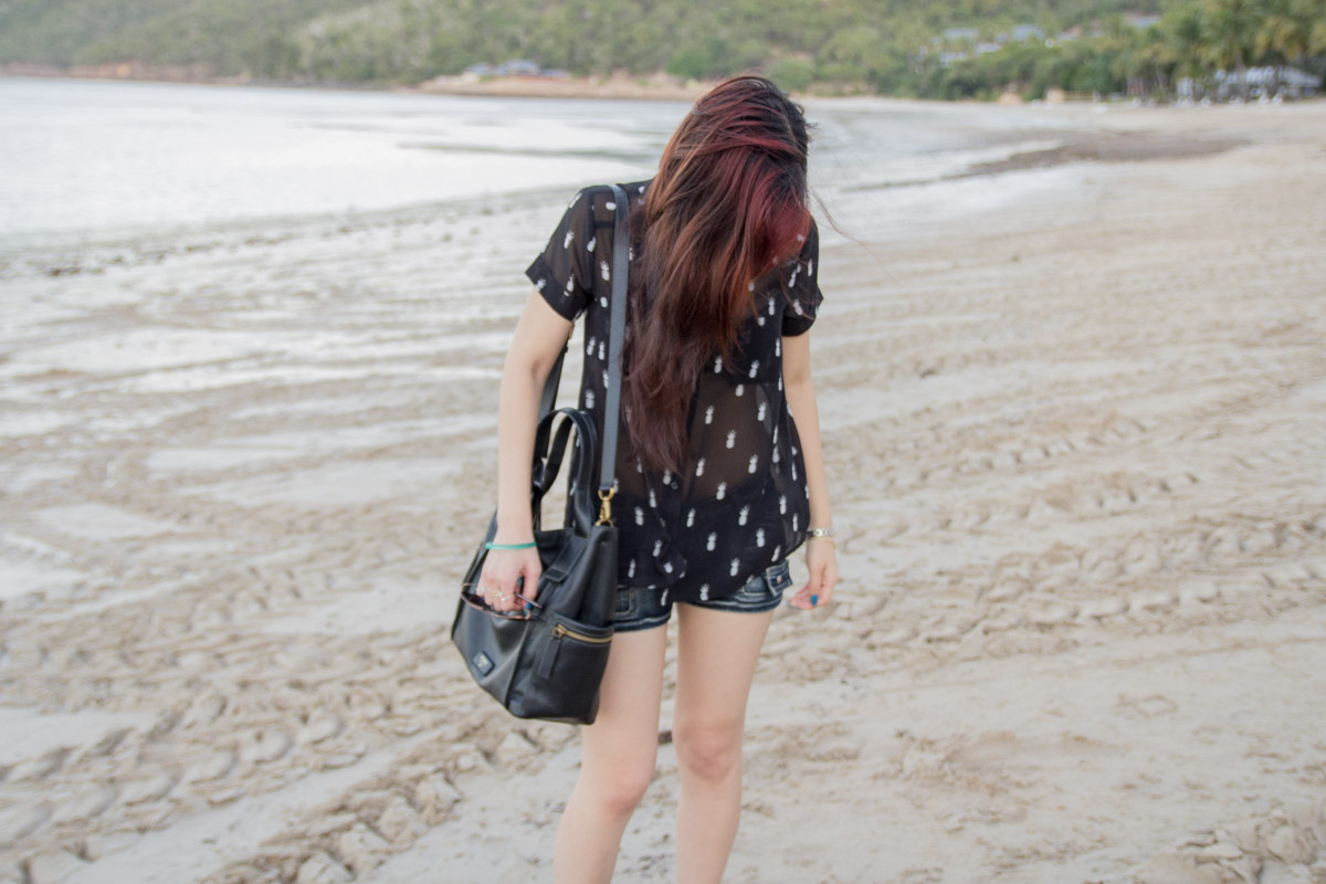 Walking along Catseye beach