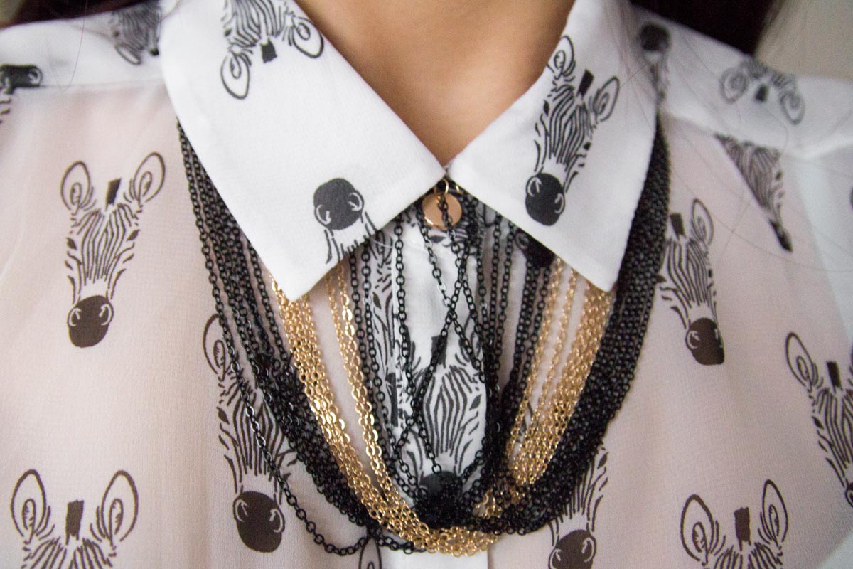 Wearing the necklace under a collar