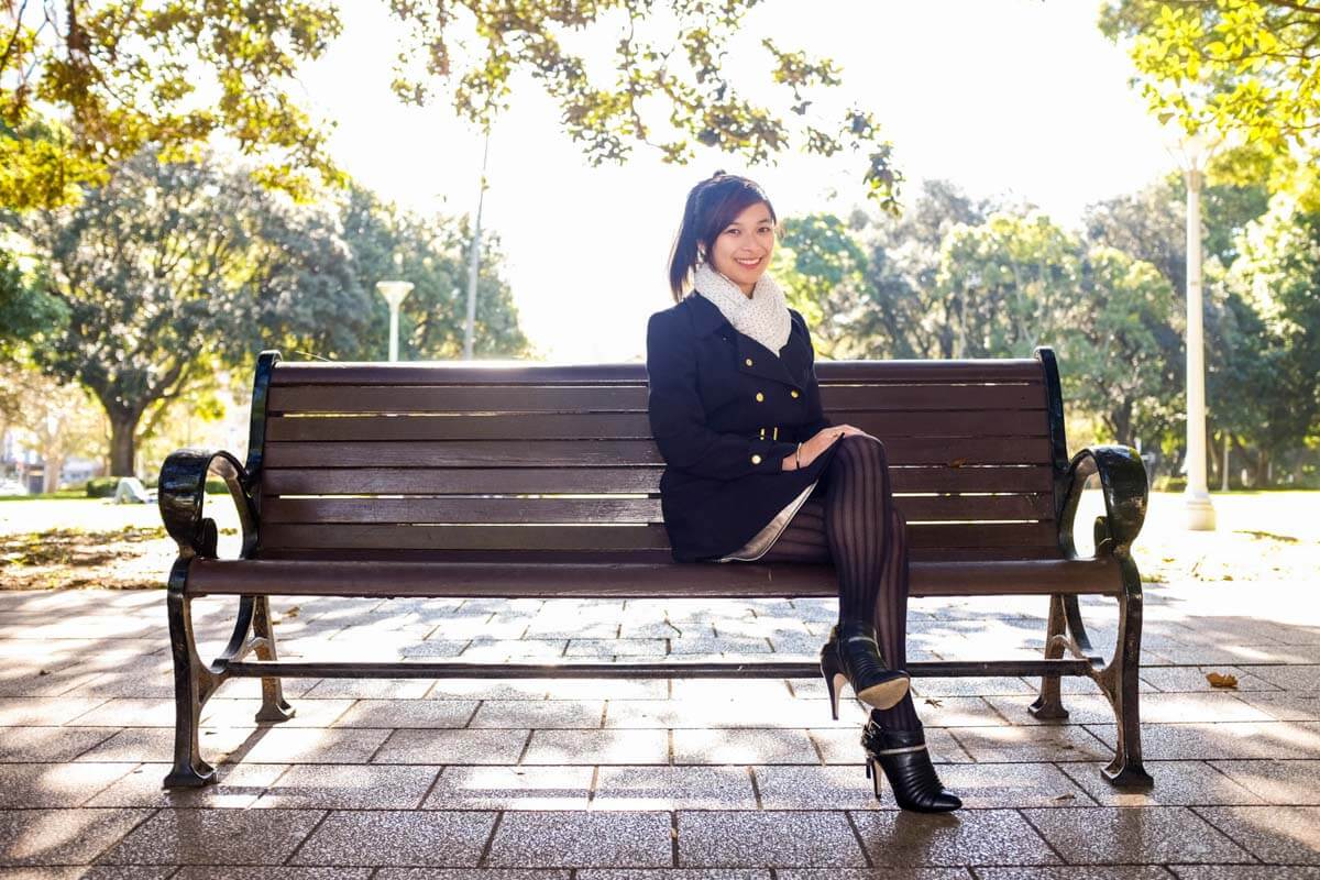 Sitting on a bench in Hyde Park