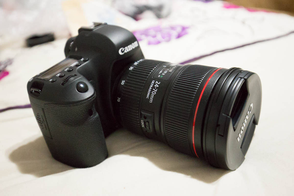 Photo of my new camera with the 24-70mm f/2.8 lens. Taken with Nick’s camera