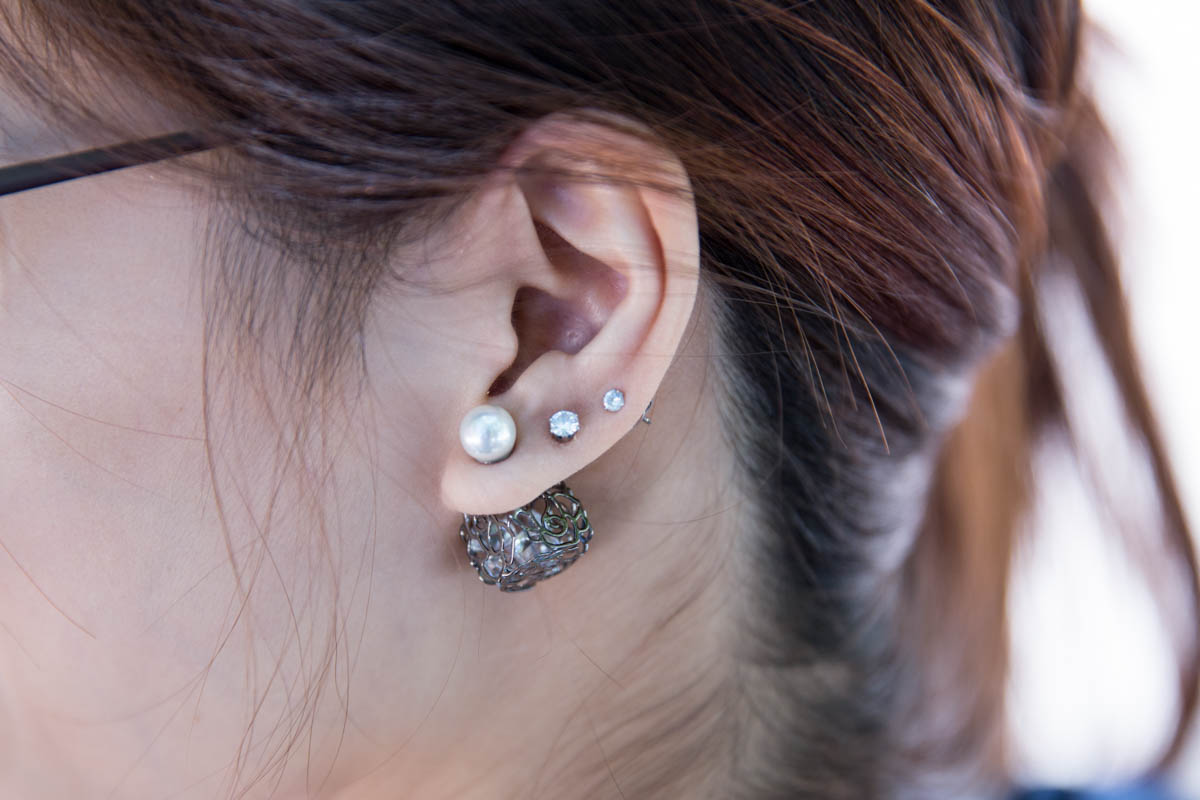 Close shot of earrings