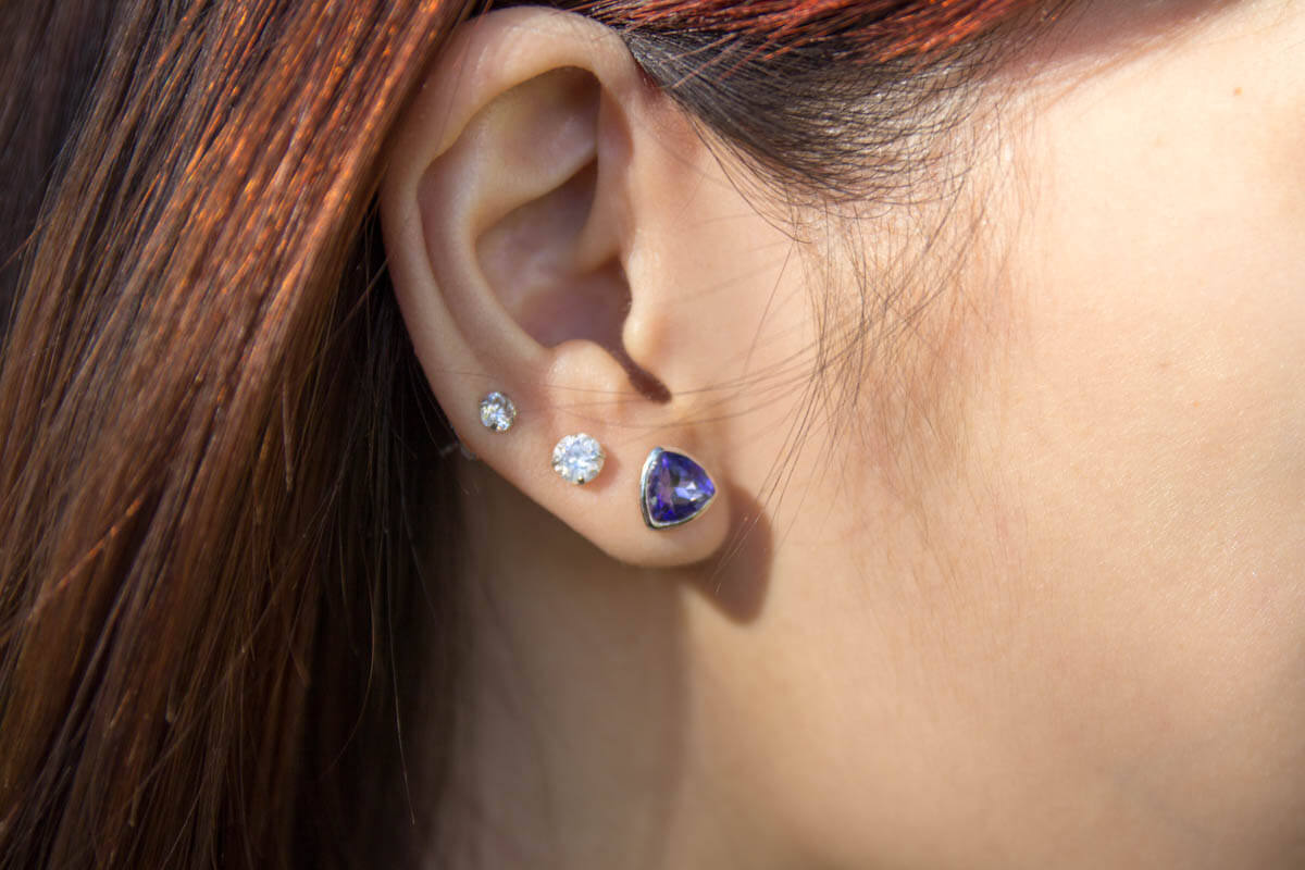 Purple stud earring