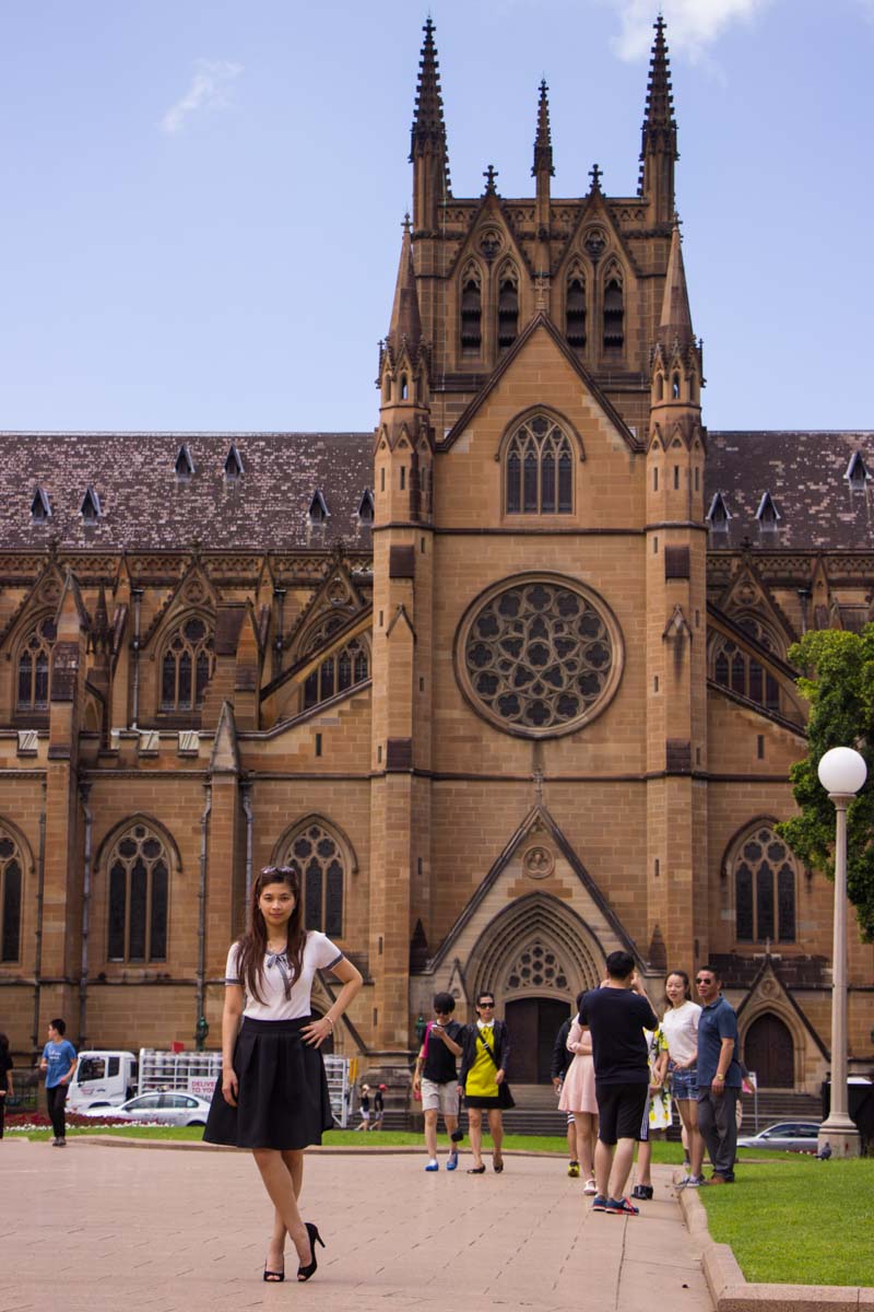 Hand on my hip with St Mary’s Cathedral in the background