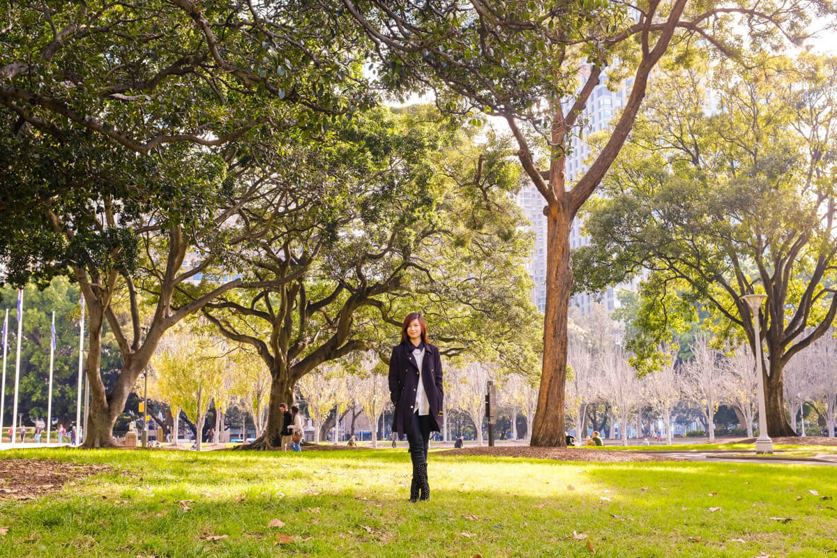 Standing among the trees in my coat