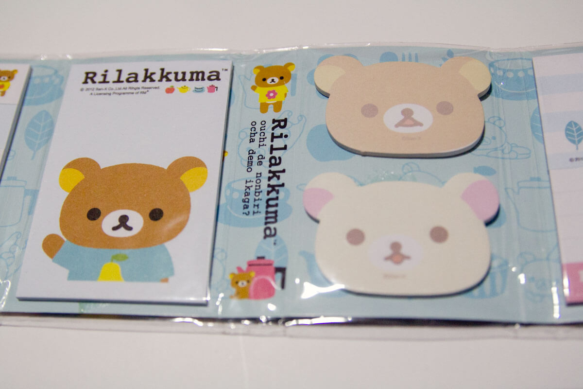 Some of the bear-shaped Rilakkuma notes