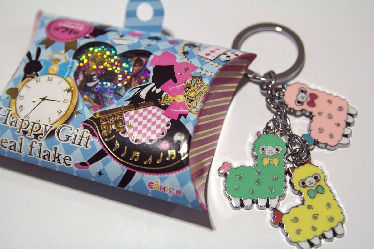 Alpaca keychain and flake seal stickers