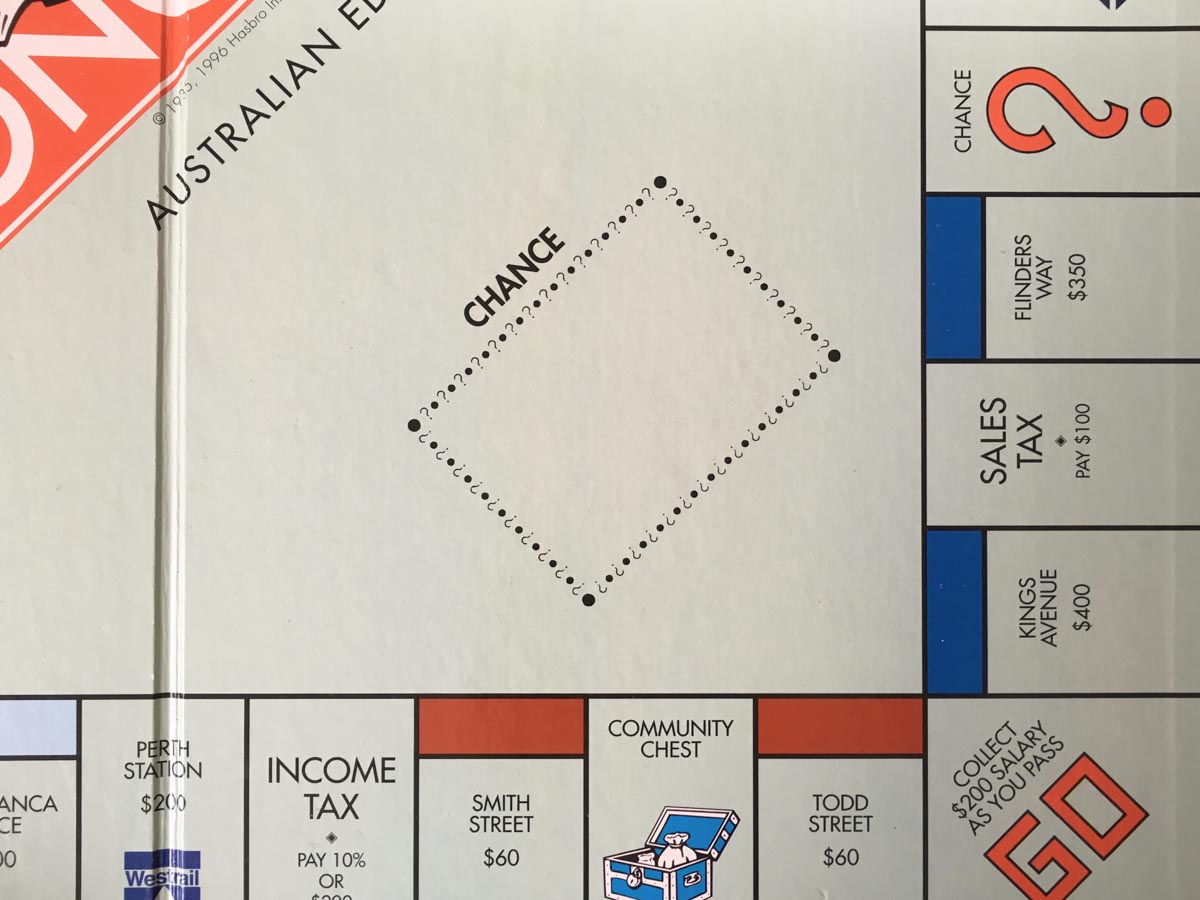 A close-up shot of my Australian Monopoly board