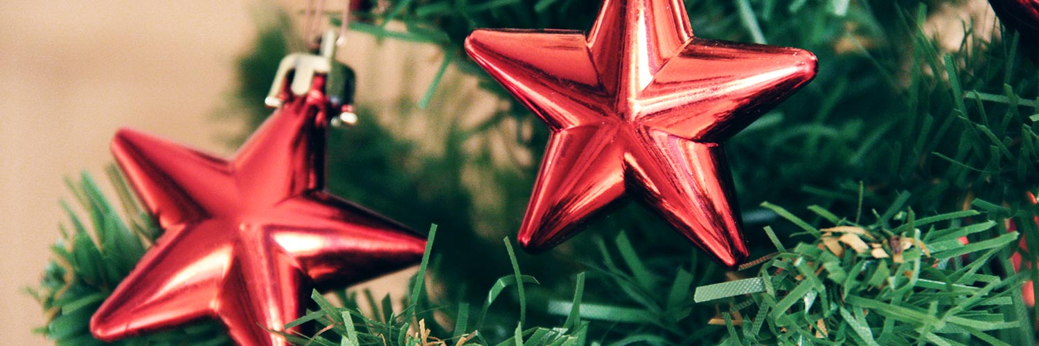 Star baubles on a Christmas tree